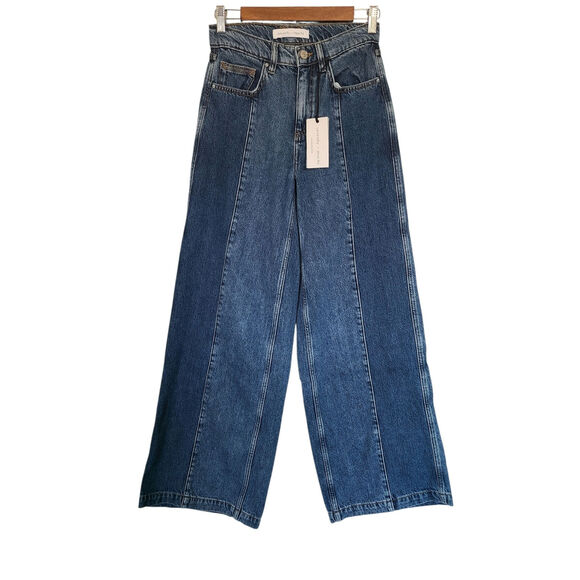 Seventy + Mochi Anthropologie Bay Wide Leg Jean Two Tone in Phoenix Size 26 NWT - Picture 2 of 7